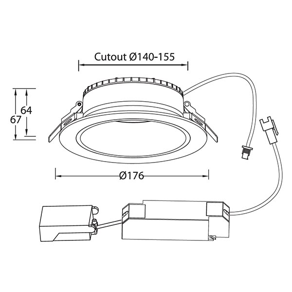 TRACY Downlight Måttskiss